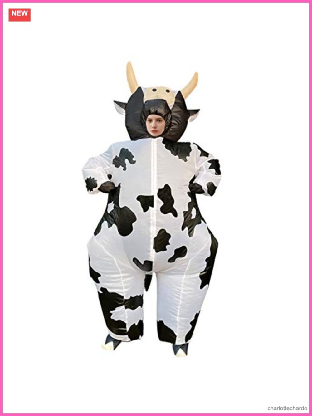 Inflatable Cow Costume Blow Up Jumpsuit Cosplay Halloween Party